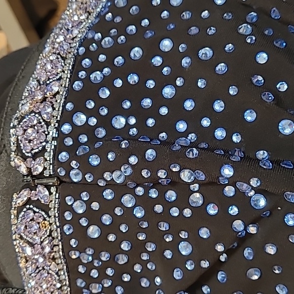 Morilee Madeline Gardner Beautiful Dress Black blue stones, Size 00 - Picture 12 of 12